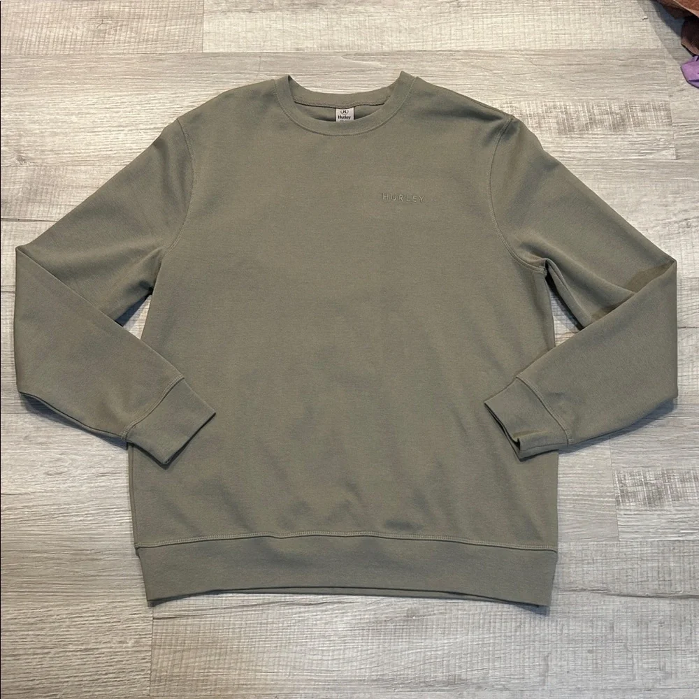 Hurley Men’s Olive Green Long Sleeve Crewneck Logo Sweatshirt Size M